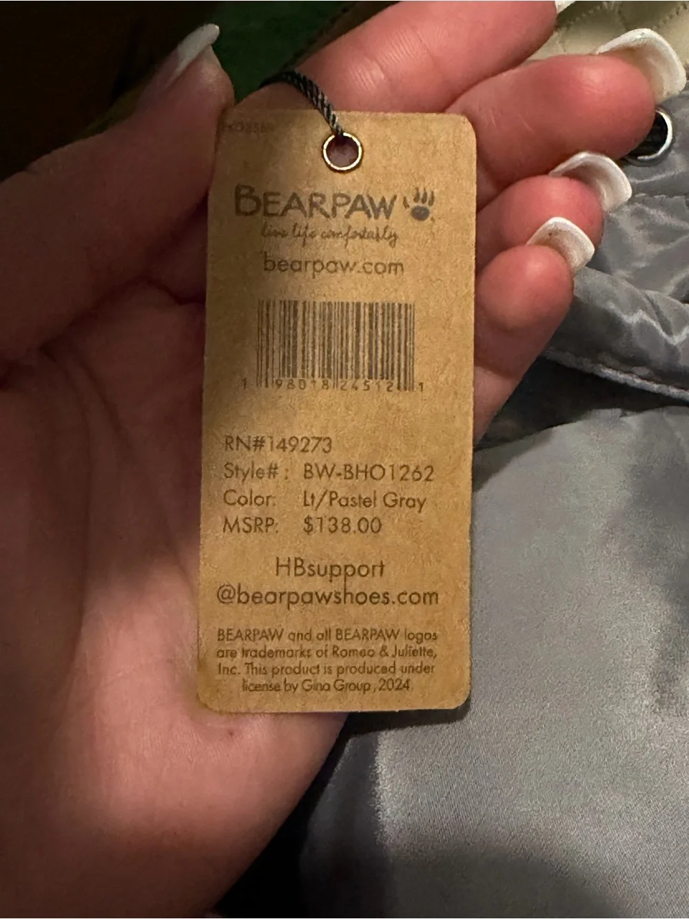 NWT Bearpaw Grey Drawstring Crossbody Bag